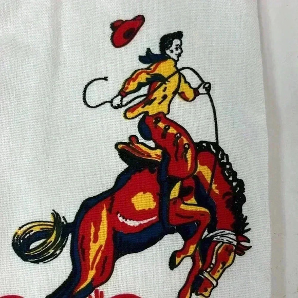 Oklahoma tea towel, cowboy bucking, bronco Oklahoma - Picture 2 of 4
